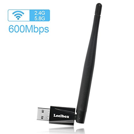 Leelbox Wifi Adapter AC 600Mbps Wireless to Usb Dual Band 5Ghz / 2.4Ghz with External Antenna for Desktop / Laptop Support Windows XP/Vista/win7 /8.1/10/Linus/Android