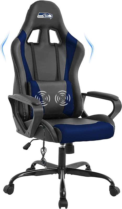 PayLessHere Gaming Chair Massage Office Chair High Back Computer Chair Comfortable Racing Chair Adjustable Height Ergonomic PU Desk Chair with Lumbar Support Armrest for Adults (Blue3)