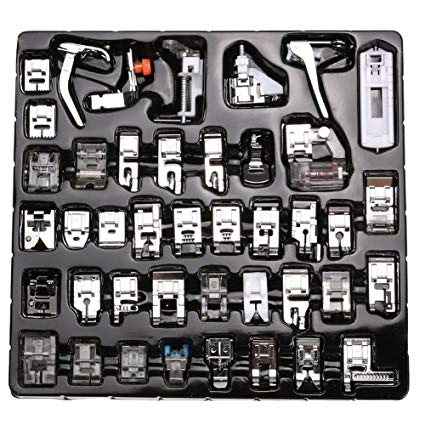 Vzer Professional Domestic 42Pcs Sewing Machine Presser Feet Set for Brother, Babylock, Singer, Janome, Elna, Toyota, New Home, Simplicity, Necchi, Kenmore, and White Low Shank Sewing Machines