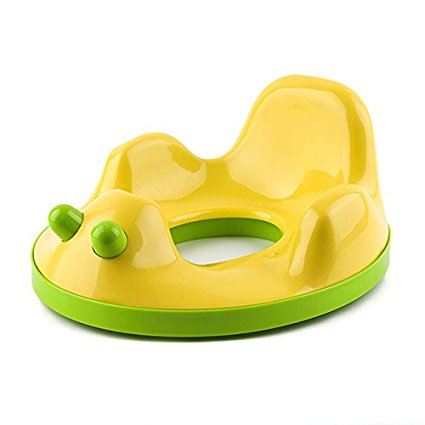 Kidsmile Potty Training Seat For Boys and Girls, Non-Slip and Sturdy Baby Toilet Trainer, Travel Potties with 2 Easy Grip Button, Double Base Support Safe Potty Ring for 6-48 Month, Yellow Swan