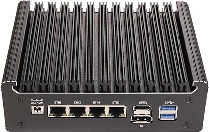 HUNSN Micro Firewall Appliance, Mini PC, pFsense, Mikrotik, OPNsense, VPN, Router PC, N100, RS52, 4 x 2.5GbE I226-V, Console, Type-C, HDMI, DP, SIM Slot, Support CNVI/GPIO, 8G RAM, 128G SSD