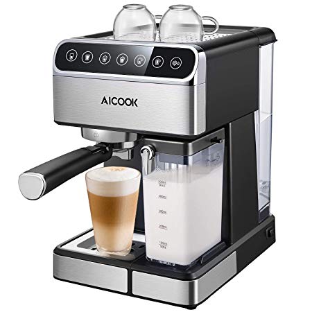 Aicook Espresso Machine, Barista Espresso Coffee Maker with One Touch Digital Screen, 15 bar Pump and Automatic Milk Frother, Cappuccino maker, Latte maker