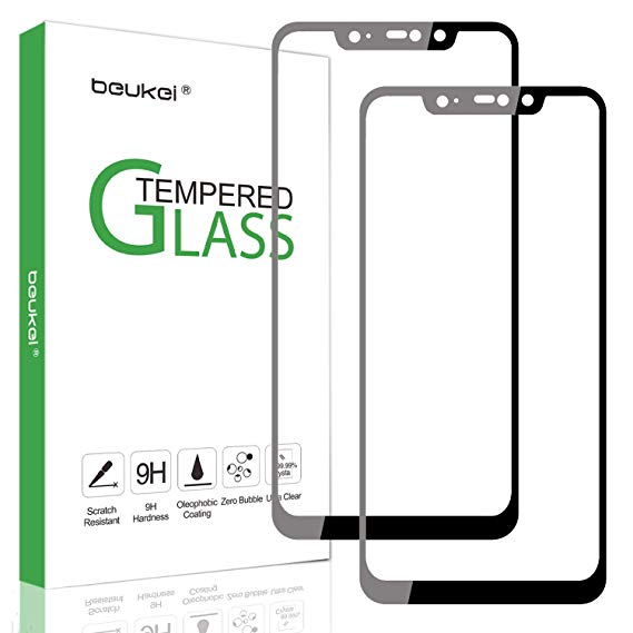 [2-Pack] Beukei for Xiaomi Redmi Note 6 pro/Xiaomi Mi 8 pro Screen Protector [Tempered Glass] [ Glass with 9H Hardness] with Lifetime Replacement Warranty