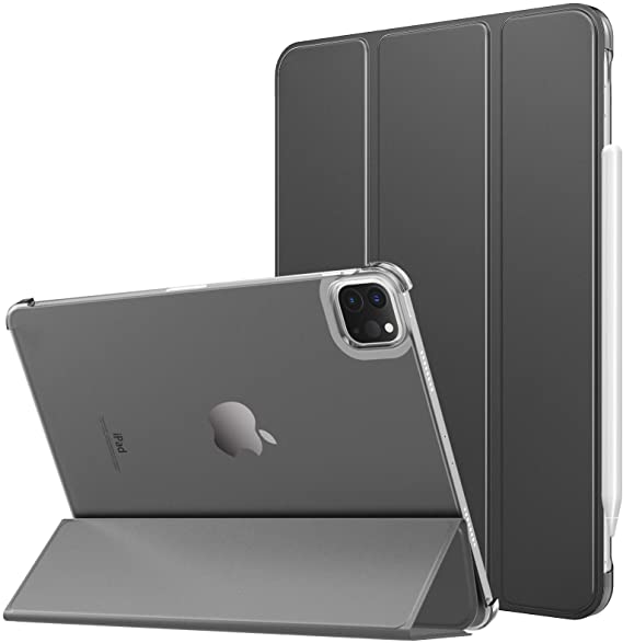 MoKo Case Fit New iPad Pro 11 Inch Case 2021, [Support iPencil Charging]Slim Lightweight Semi-translucent Shell Protective Smart Cover Fit iPad Pro 11 3rd Generation, Auto Wake/Sleep, Space Gray