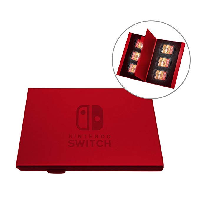HelloPower Nintendo Switch Game Card Case Aluminum Storage Case Box holder for Nintendo Switch 6 in 1 Game Card Storage Box (Red)