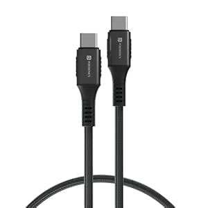 Portronics Konnect 240C 240W Futuristic Unbreakable Nylon Braided Type C to Type C Fast Charging Cable 1.2M Long,Supports Laptop and All Type C Smartphones and Devices (Black)