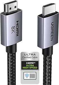 UGREEN HDMI 2.1 Cable Certified 10K 8K 4K 1440P@240/165/144/120Hz eARC HDR UHD Dolby Vision Atmos HDCP 2.3 48Gbps Ultra High Speed Compatible with PS5/4 Xbox Laptop TV Soundbar Gaming Monitor DVD(5M)