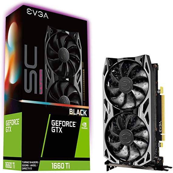 EVGA GeForce GTX 1660 Ti SC Ultra Black Gaming, 6GB GDDR6, Dual Fan, Metal Backplate, 06G-P4-1665-KR