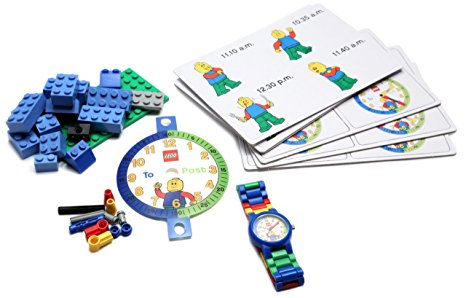 LEGO Time Teacher 9005008 Blue Set with Plastic Watch, Constructible Clock, and Activity Cards