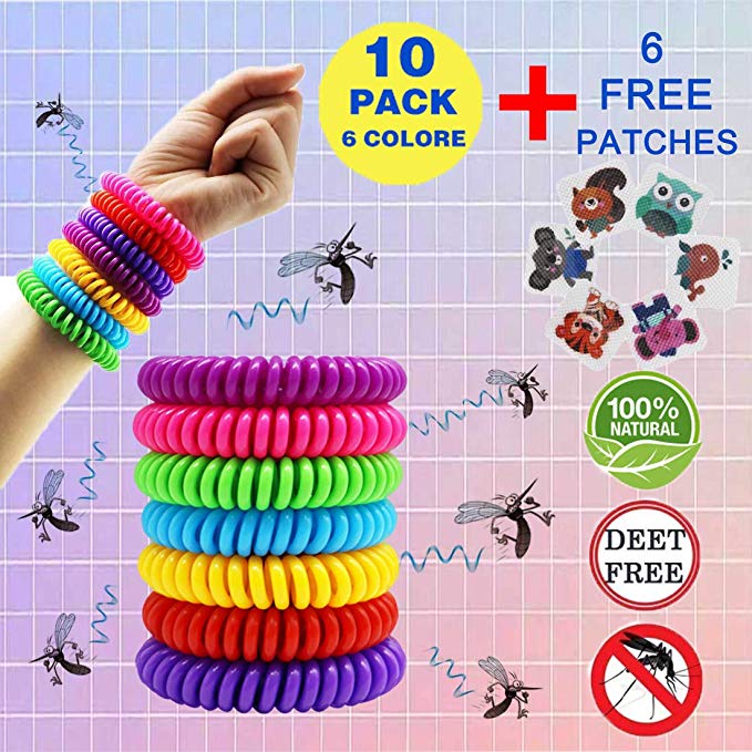 MO Mosquito Repellent Bracelet for Kids Adults - 300 Hours Continuous Protection Indoor&Outdoor -Natural Plant Based Oil &Waterproof -Free 6 Patches