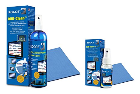 Screen Cleaner Kit - Natural, Streak-Free, Antibacterial - For Phones, LED/LCD TVs, Computers, Laptops, Glasses, ... - Spray 8.4oz & 1.7oz   3x Microfiber Cloths (washable) - Made in Germany [Bundle]