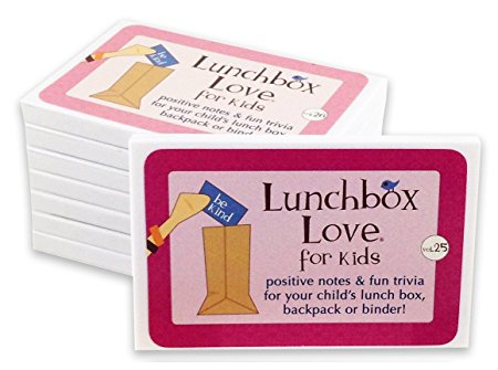 Lunchbox Love Notes for Kids by Say Please. 96 positive lunch notes and fun trivia for your child's school lunchbox, backpack, or binder. (Volumes 25-32)