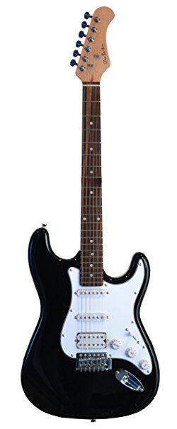39" Inch Black Ebony Full Size Electric Guitar with Double Humbucker Pick Up, Fat Style & DirectlyCheap(TM) Translucent Blue Medium Guitar Pick