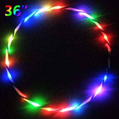 Balai LED Sport Hoola Hoops for Kids Adults - Weighted Glow Hula Rings Dance Toy for Sports Playing Exercise - Professional Fitness (Batteries Not Include)
