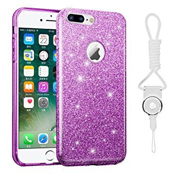 iPhone 7 Plus Case, Hanlesi Shiny Gradient Bling Cover Protective Case for Apple iPhone 7 Plus 5.5 inch, Purple