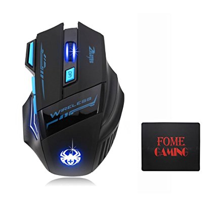 Wireless Gaming Mouse,FOME GAMING Wireless Gaming Mouse F14 7 Buttons DPI 600/1000/1600/2400 LED Optical USB 2.4Ghz Wireless PC Mouse Mice   FOME GAMING Mouse Pad