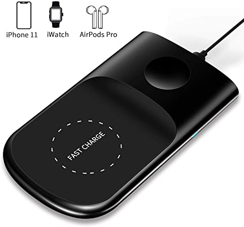 Wireless Charger, YoFeW 2 in 1 Wireless Charging Pad for Apple Watch Series 5/4/3/2,10W Fast Charging Station for iPhone 11/11 Pro Max/XR/XS Max/XS/X/8/8P，Airpods 2/Pro