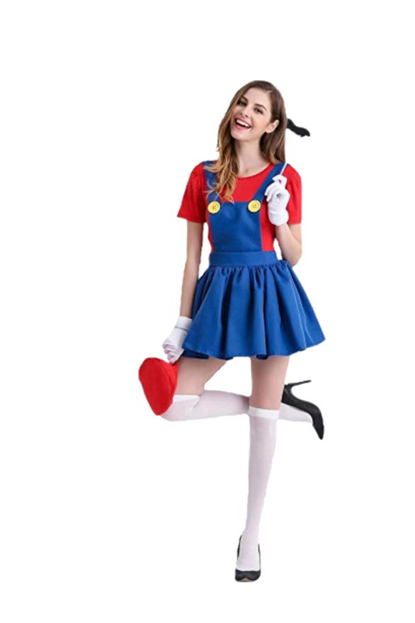CosplayLife Super Mario and Luigi Overall Dress Cosplay Costume for Women | Full Set | Halloween Costume