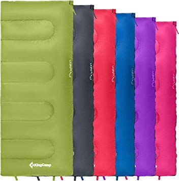 KingCamp Oxygen 2 Season Lightweight Joinable Envelope Sleeping Bag in 6 Colours for Camping, Festivals, Hiking, Home or Outdoors Connectable Bed-Rolls can be Joined Together for Extra-Space