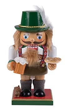 Clever Creations Classic Chubby German Nutcracker Wearing Lederhosen & Holding a Mug | Festive Collectible Decor | Perfect Shelves Tables | 100% Wood | 7.25" Tall