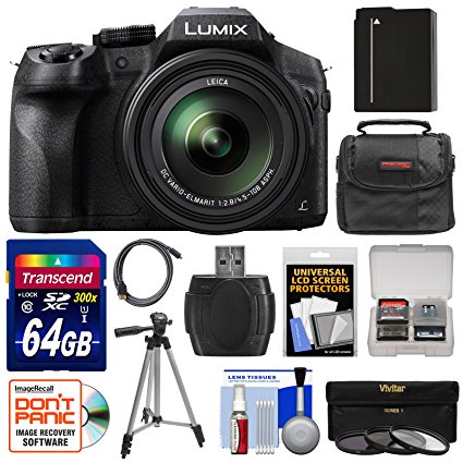 Panasonic Lumix DMC-FZ300 4K Wi-Fi Digital Camera with 64GB Card   Battery   Case   Tripod   3 Filters   Kit