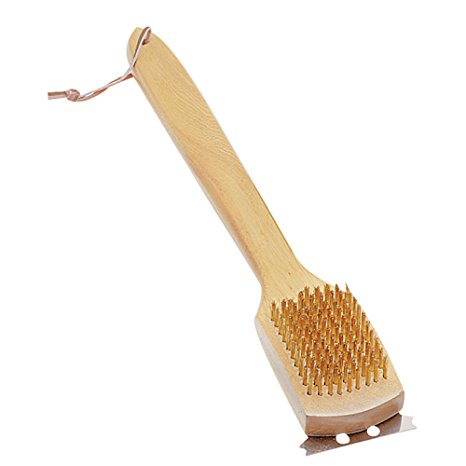 Fox Run 5468 BBQ Grill Brush, Wood with Brass Bristles, 18-Inch