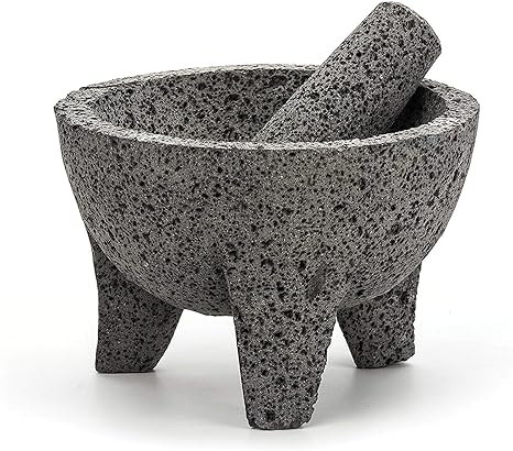 RSVP International Authentic Mexican Molcajete, 8.5" x 5", Natural Volcanic Stone