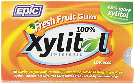 Epic Dental 100% Xylitol Sweetened Gum, Fresh Fruit, 12 Count (Pack of 12)