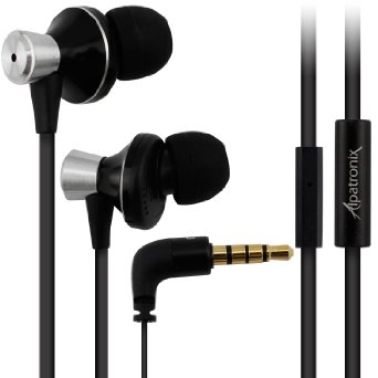 Earbuds Alpatronix EX100 Universal High Performance Stereo In-Ear Headset with Built-in Microphone Noise Isolating Earphones Tangle-Free Headphones Premium Metallic Alloy Housing Enhanced BASS and 1-Button Playback Control for AndroidiOS Smartphones Desktop PC Tablets Laptops and MP3 Players Retail Packaging with Carrying Pouch - Black