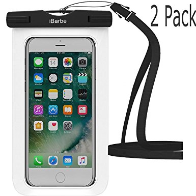 Waterproof Case,2 Pack iBarbe Universal Cell Phone Dry Bag Pouch Underwater Cover for Apple iPhone 7 7 plus 6S 6 6S Plus SE 5S 5c samsung galaxy Note 5 s8 s8 plus S7 S6 Edge s5 etc.to 5.7 inch,white