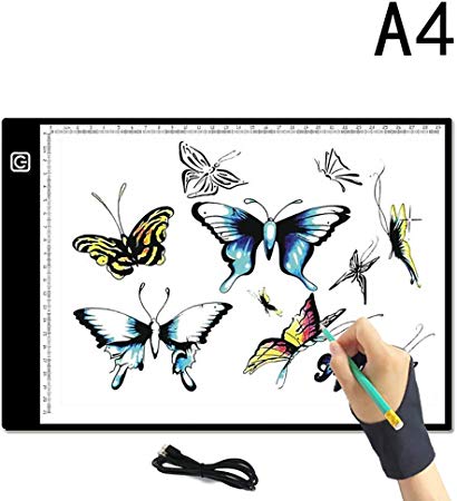 A4 Light Box, FOME Ultra-Thin A4 Tracing Light Box USB Power Adjustable Brightness LED Drawing Board Tracing Pad Artcraft Tracing Light Pad for Artists Drawing Sketching Animation Stenciling