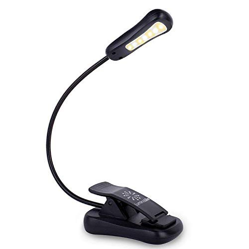 Rechargeble Eye-Caring 7 LED Clip-on Book Light for Reading in Bed by Alvantor with 3 light temperatures & 3 Brightness levels
