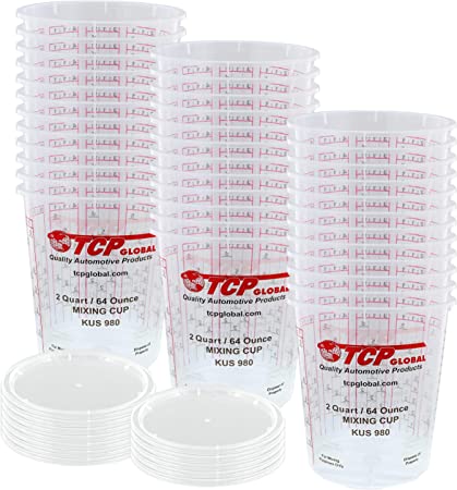 Custom Shop - Pack of 36-64 Ounce Graduated Paint Mixing Cups (2 Quarts) - Cups Have Calibrated Mixing Ratios on Side of Cup Epoxy Resin