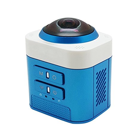 Wifi Sport DV,AnyGo D5 360 Degree Full View VR Camera Fisheye Sphere Video Camcorder-Blue