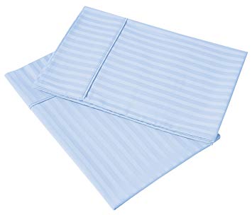 The Dorchester 100% Egyptian Cotton Demask Satin Genuine 250 Thread Count Pillow Case Pair Anti-Bacterial Treatment Z Hemming Blue Standard
