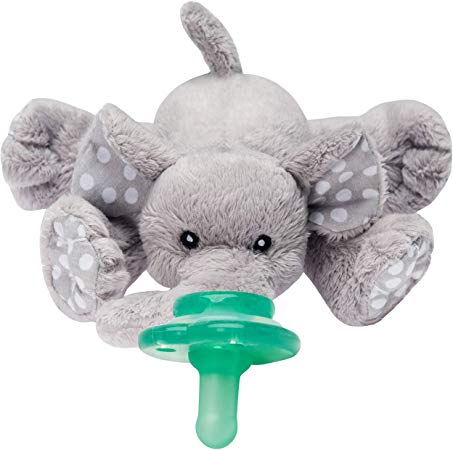 Nookums Paci-Plushies Elephant Buddies - Pacifier Holder (Plush Toy Includes Detachable Pacifier, Use with Multiple Brand Name Pacifiers) Baby Gift