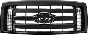 Bewild Front Bumper Grille Assembly Compatible with 2009-2014 Ford F-150 F150 XLT, Housing and Insert Grille Assembly Guards Replacement 9L3Z8200D FO1200511 (Black)