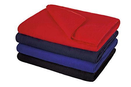 Multi-Purpose Fleece Throw Blanket Black with Built in Bag easy to fold for Travel 50"x62" Super Soft and Cozy