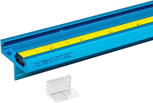 POWERTEC 71131 Aluminum Double T-Track Fence Cap Kit, Right to Left Adhesive Tape Measure and Plastic Insert, Anodized Blue