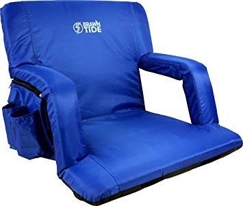 Brawntide Wide Stadium Seat Chair - Extra Thick Padding, Reclining Back, Bleacher Attachment, Shoulder Straps, 4 Pockets, Water Resistant, Ideal for Sporting Events, Beaches, Parks, Camping