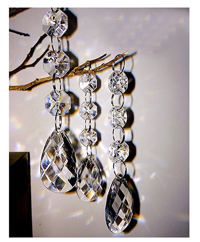 30PCS Teardrop Acrylic Crystal Beads Beads Garland Chandelier Hanging Wedding Party Decor