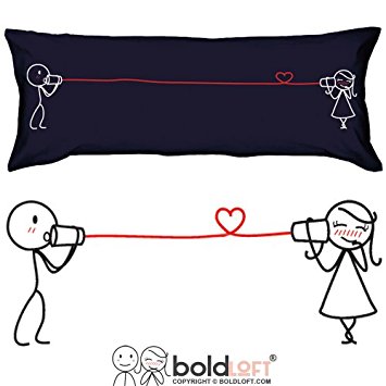 BOLDLOFT Say I Love You Body Pillowcase in Dark Blue- Gifts for Her, Romantic Gifts for Girlfriend, Matching Couple Stuff, Cute Couples Gifts, His and Hers Gifts