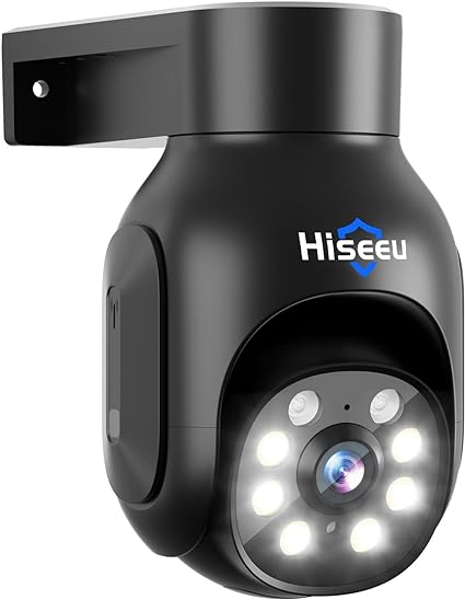 Hiseeu Security Camera Wireless Outdoor, 5MP Color Night Vision WiFi Surveillance Camera Pan/Tilt with Motion Detection/Siren/Light Alarm, 2-Way Audio, IP66 Weatherproof, Work with Echo Show Black