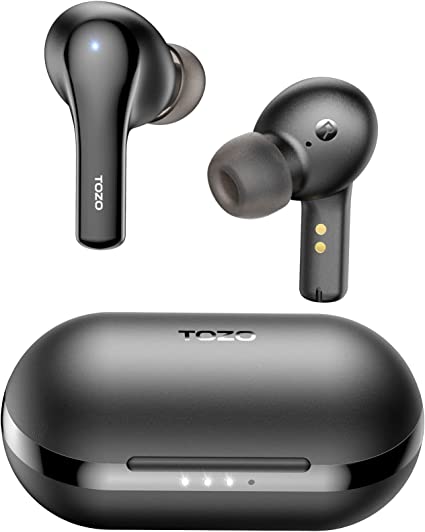 TOZO A2 Mini Wireless Earbuds Bluetooth 5.3 in Ear Light-Weight Headphones Built-in Microphone, IPX5 Waterproof, Immersive Premium Sound Long Distance Connection Headset with Charging Case, Black