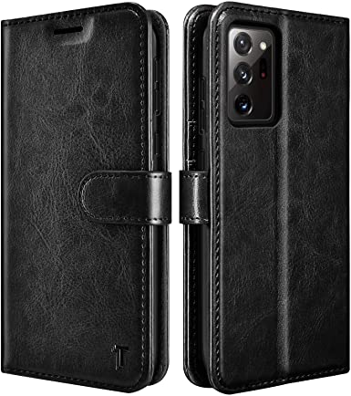 Galaxy Note 20 Ultra Case, [RFID Blocking] Note 20 Ultra 5G Wallet Case, Tekcoo Premium Cash ID Credit Card Slots Holder Carrying Vegan Leather Folio Flip Cover for Samsung Note20 Ultra [Black]