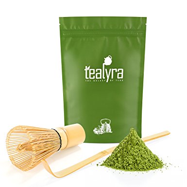 Tealyra - Premium - 50-gram - Izu Japanese Matcha Green Tea - Matcha Bamboo Whisk 100 Prong and Scoop - Ceremony Matcha Start Up Set - Japanese Matcha Accessories - 3 Piece Kit