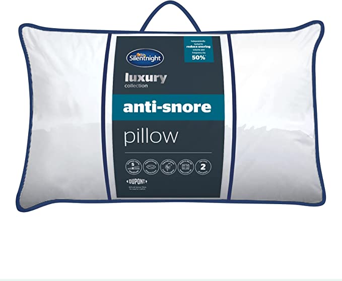 Silentnight Luxury Quilted Anti-Snore Pillow – Contoured Foam Positions the Head to Reduce Snoring Volume with Luxurious Soft Touch Cover and Dupont Fibres - Hypoallergenic