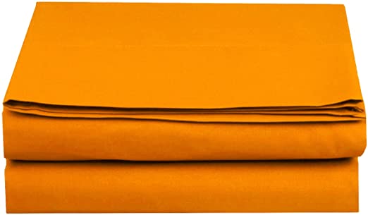 Elegant Comfort Premium Hotel 1-Piece, Luxury and Softest 1500 Thread Count Egyptian Quality Bedding Flat Sheet, Wrinkle-Free, Stain-Resistant 100% Hypoallergenic, Queen, Orange