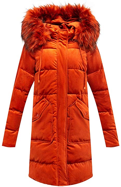 Bellivera Puffer Winter Jackets for Women,The Lightweight Padding Coat with Hood Fur Collar Warmth Outerwear
