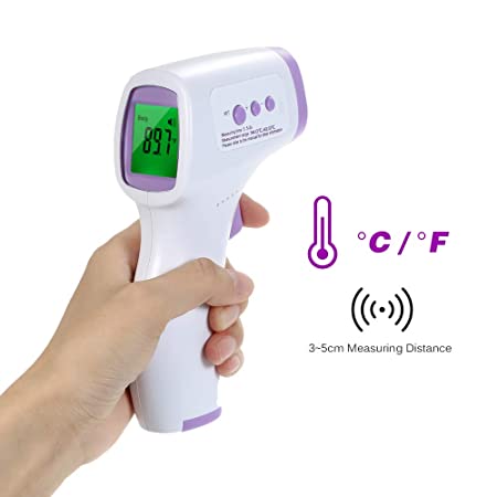 Forehead Thermometers, Decdeal Non-Contact Infrared Temperature Measurement 1S Instant Read Thermometers with Color Backlight Fever Alarm for Kids Children and Adults
